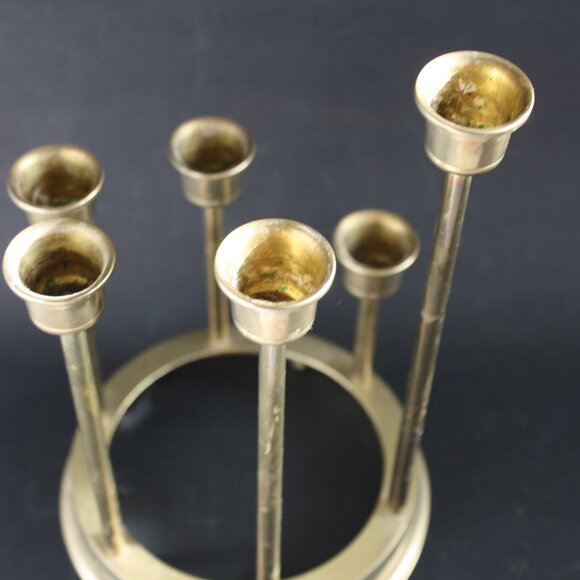 Vintage Brass Multi candle holder Centerpiece Holidays Dramatic Home Decor - Picture 3 of 4